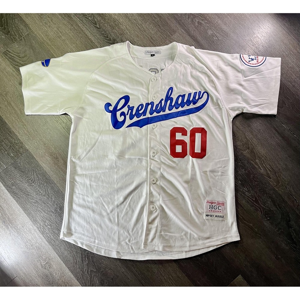 Headgear Classics Jersey Shirt Mens XL White Crenshaw 60 Nipsey Hussle Baseball